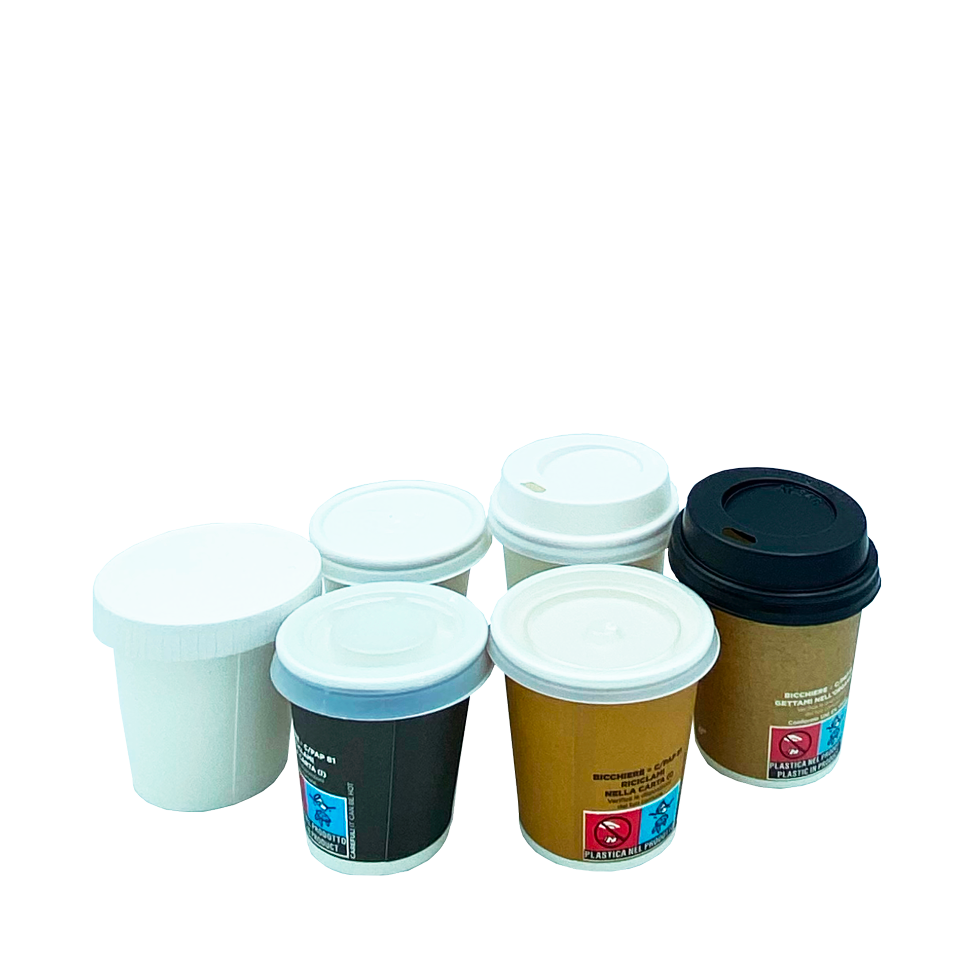 Bicchieri in cartoncino per asporto caffè + coperchi