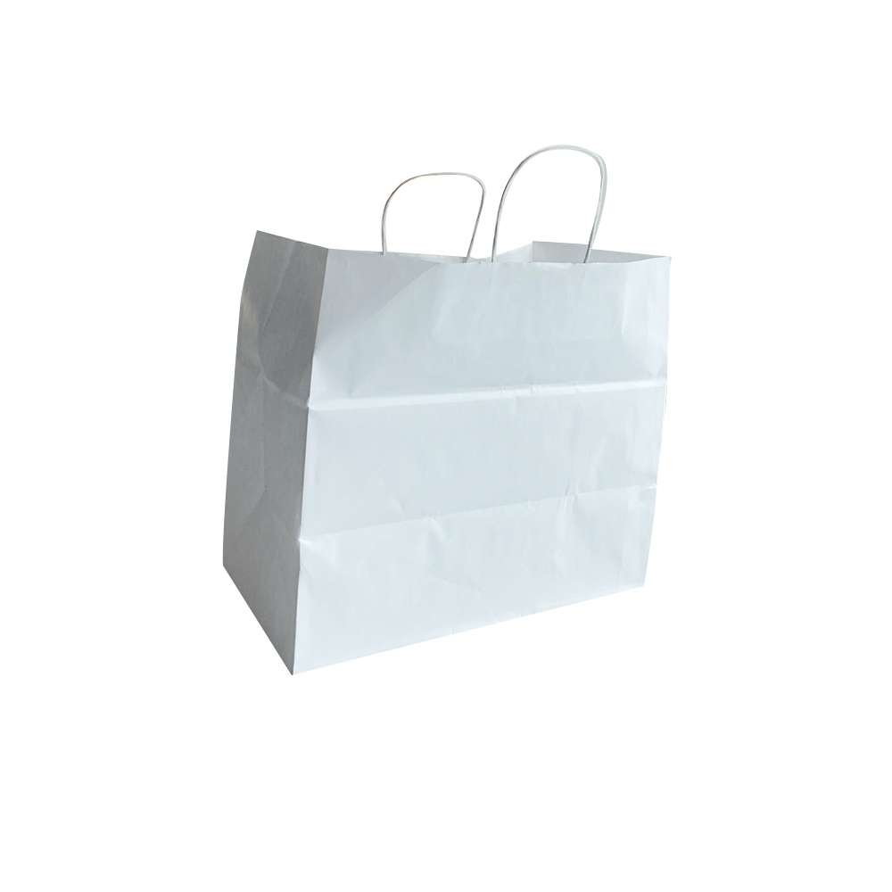 Shopper kraft bianco maniglia ritorta a base larga